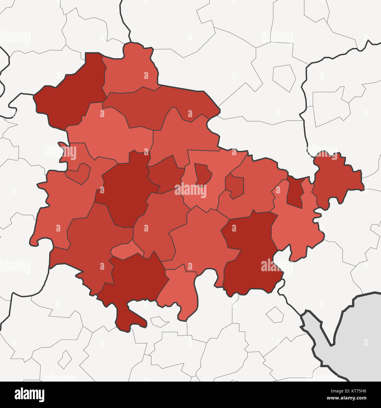 Mapa de Alemania Estado Libre de Turingia con el vecino Estados federales Foto de stock