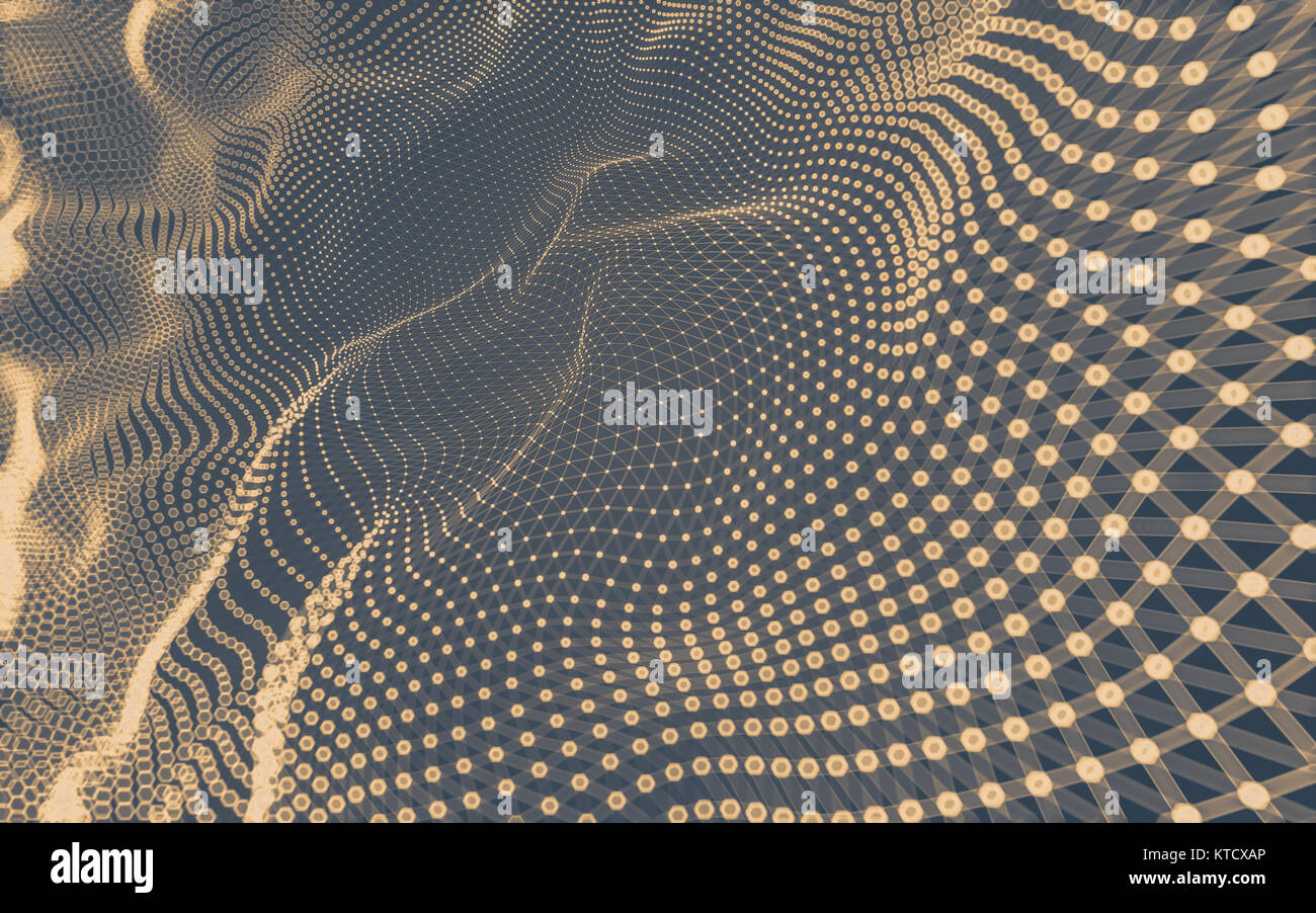 Resumen de espacio poligonal poli bajo fondo oscuro, 3D rendering Foto de stock