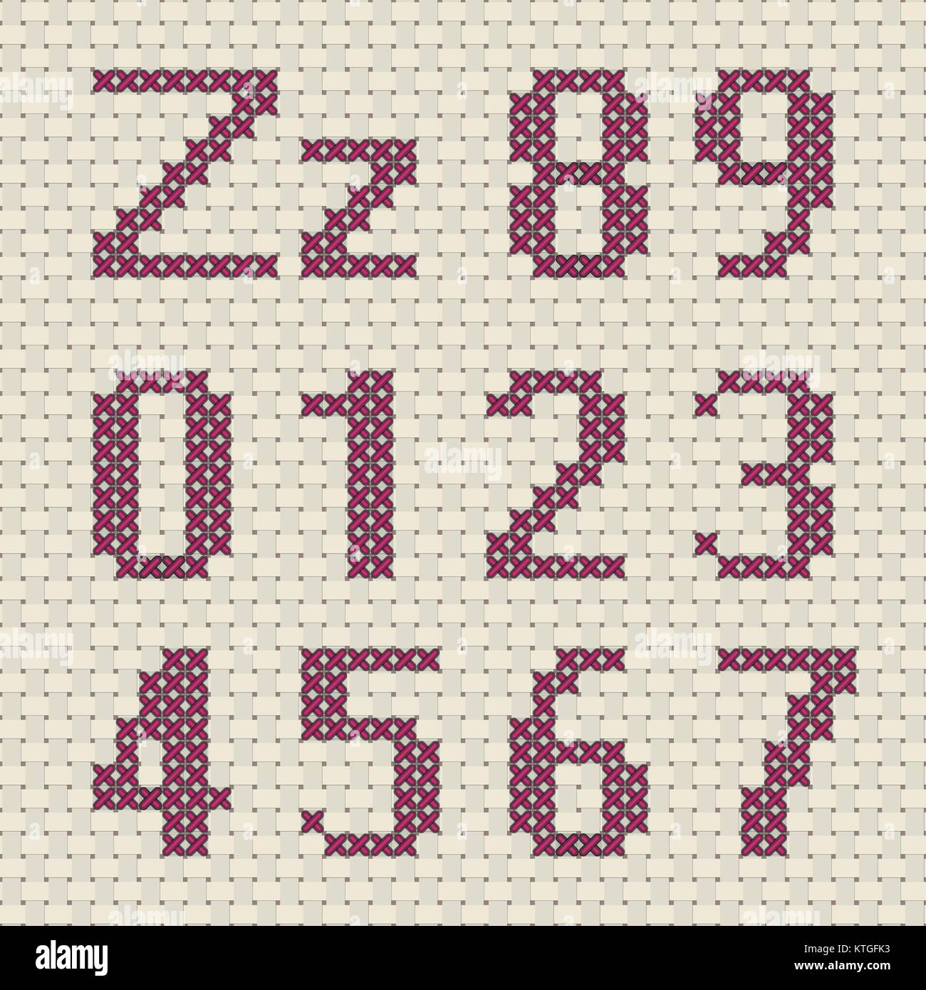Alfabeto y número en punto de cruz patrón Imagen Vector de stock - Alamy