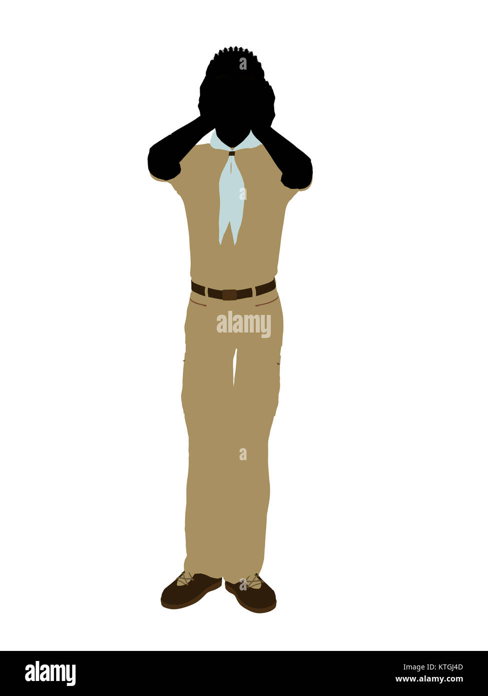 African American Boy Scout silueta vestida en pantalones sobre un fondo  blanco Fotografía de stock - Alamy