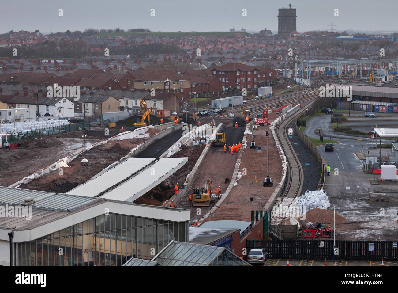 24/12/2017 Blackpool North Station está siendo reconstruida como parte de las obras de electrificación durante 4 meses de bloqueo. El contratista principal es Murphy Foto de stock