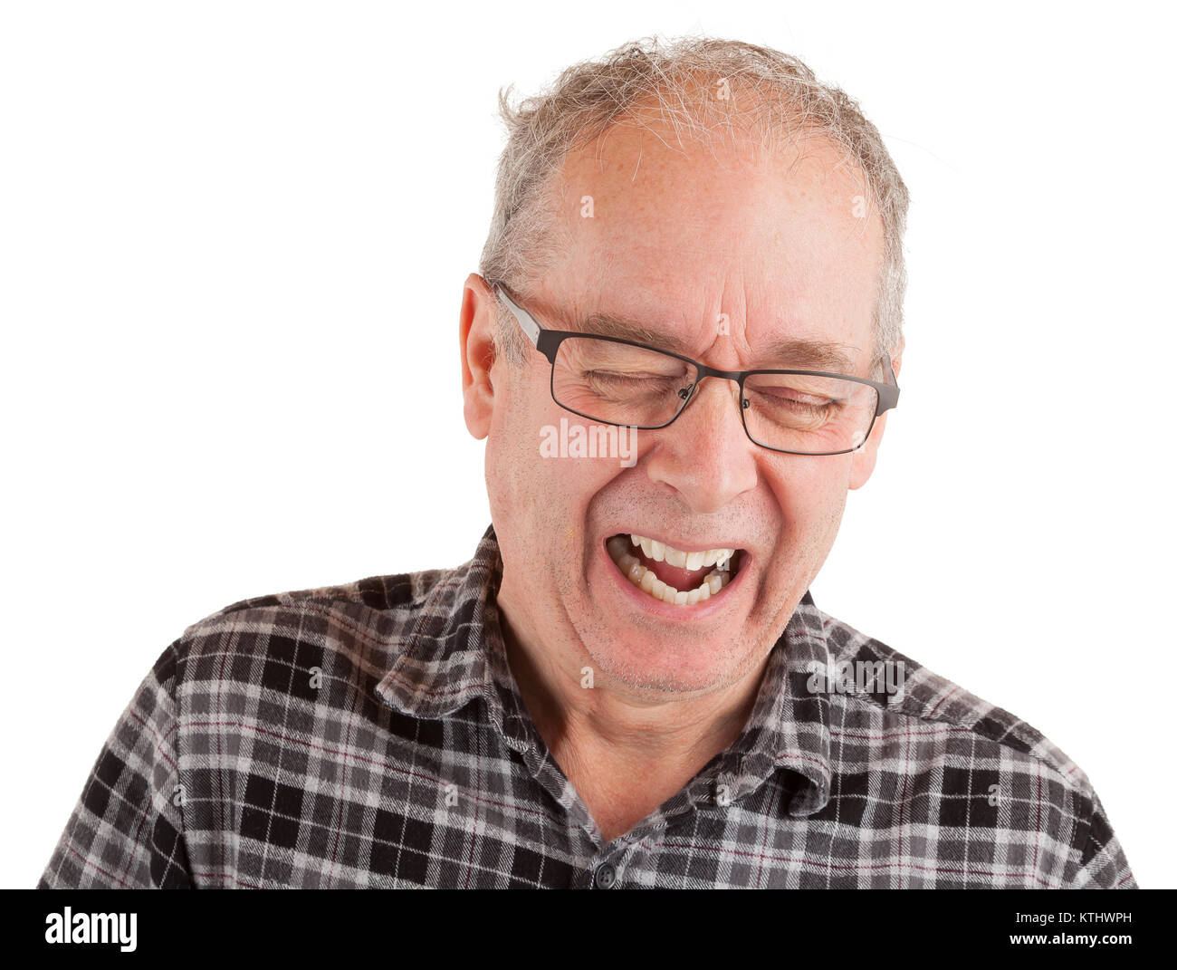 El hombre riendo hard Foto de stock