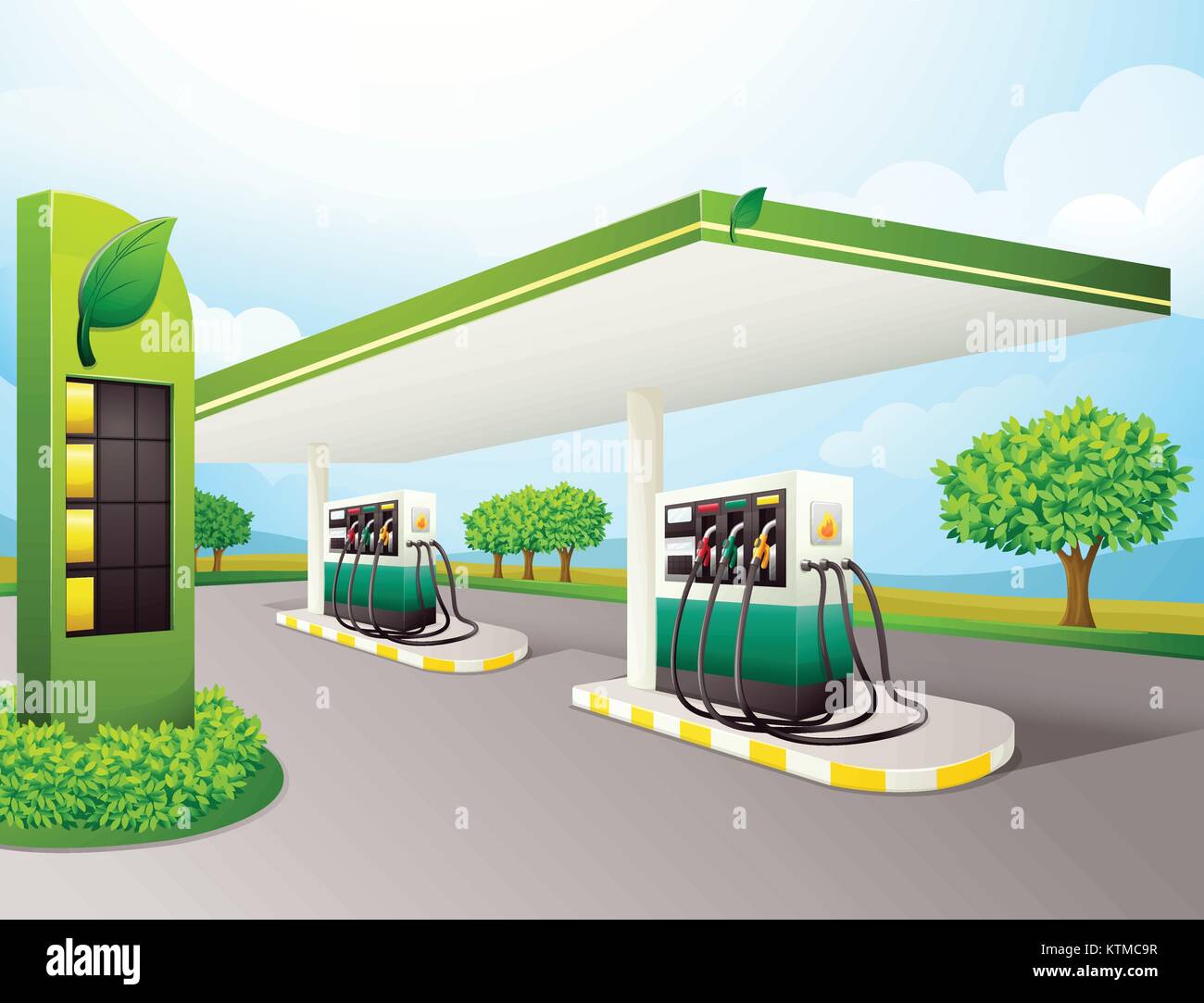 Ilustración de un surtidor de gasolina en una carretera Imagen Vector de  stock - Alamy