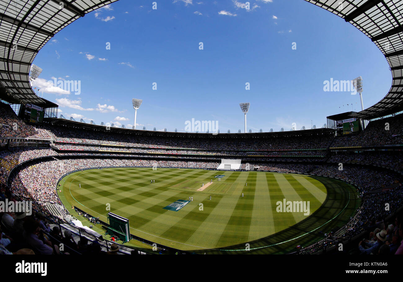 Vista general durante el primer día de las cenizas con Test match en el Melbourne Circket Tierra, Melbourne. Foto de stock
