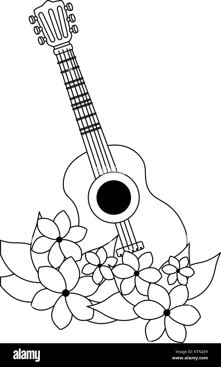 Guitarra instrumento con flores diseño ilustración vectorial Imagen Vector  de stock - Alamy