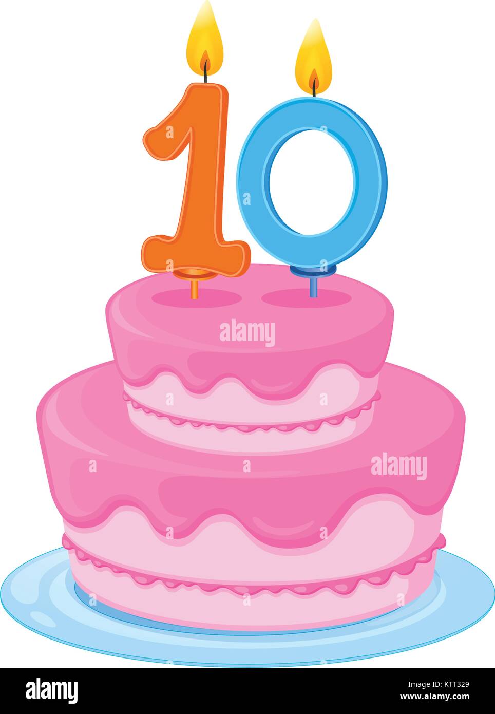 ladrón maníaco de nuevo Ilustración de una tarta con 10 velas sobre un fondo blanco Imagen Vector  de stock - Alamy