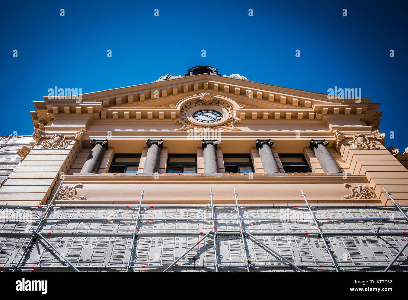 La construcción de la estación de tren de Flinders reparaciones exterior Foto de stock