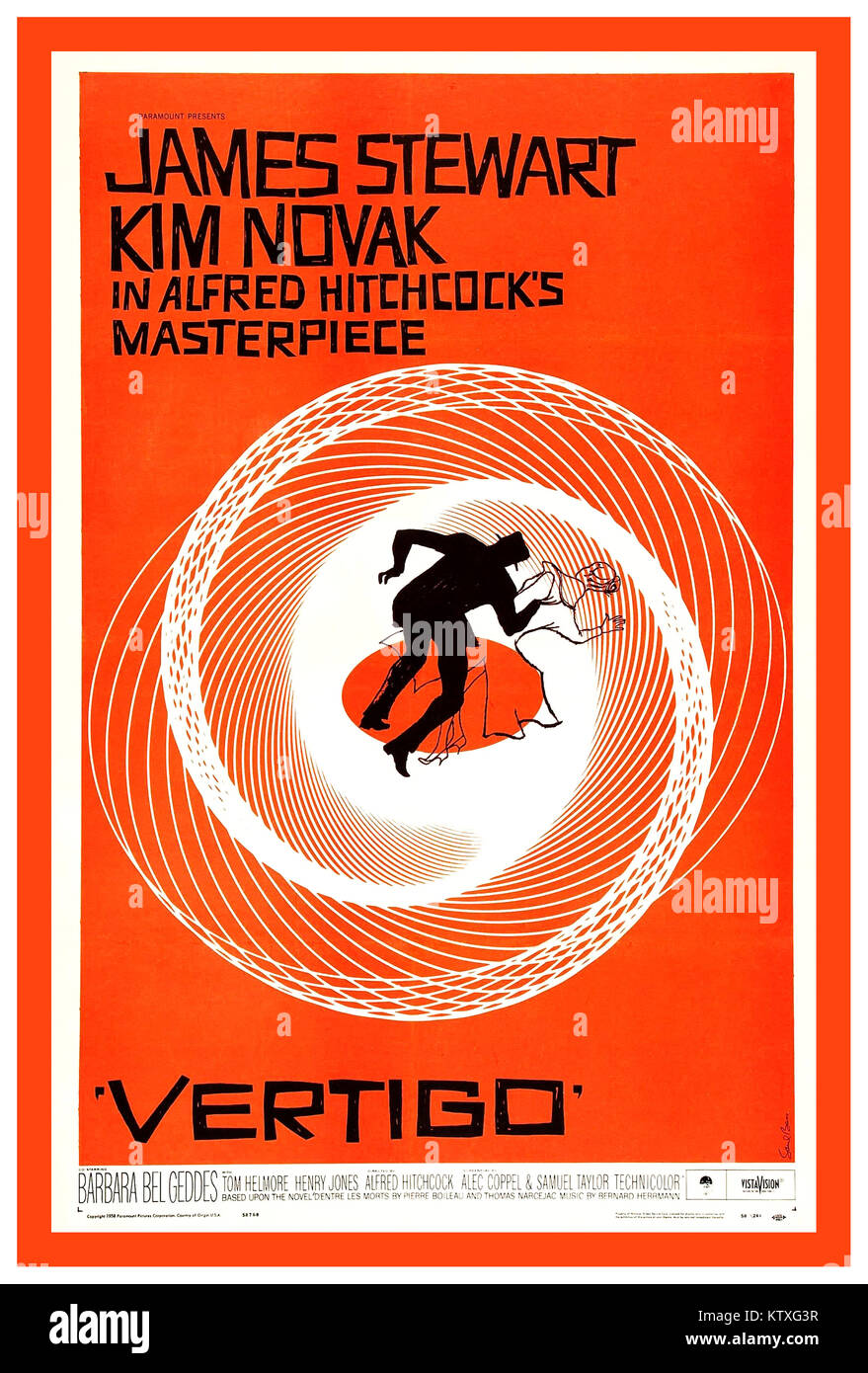 Póster de película retro Vintage 1958 vértigo por Alfred Hitchcock un