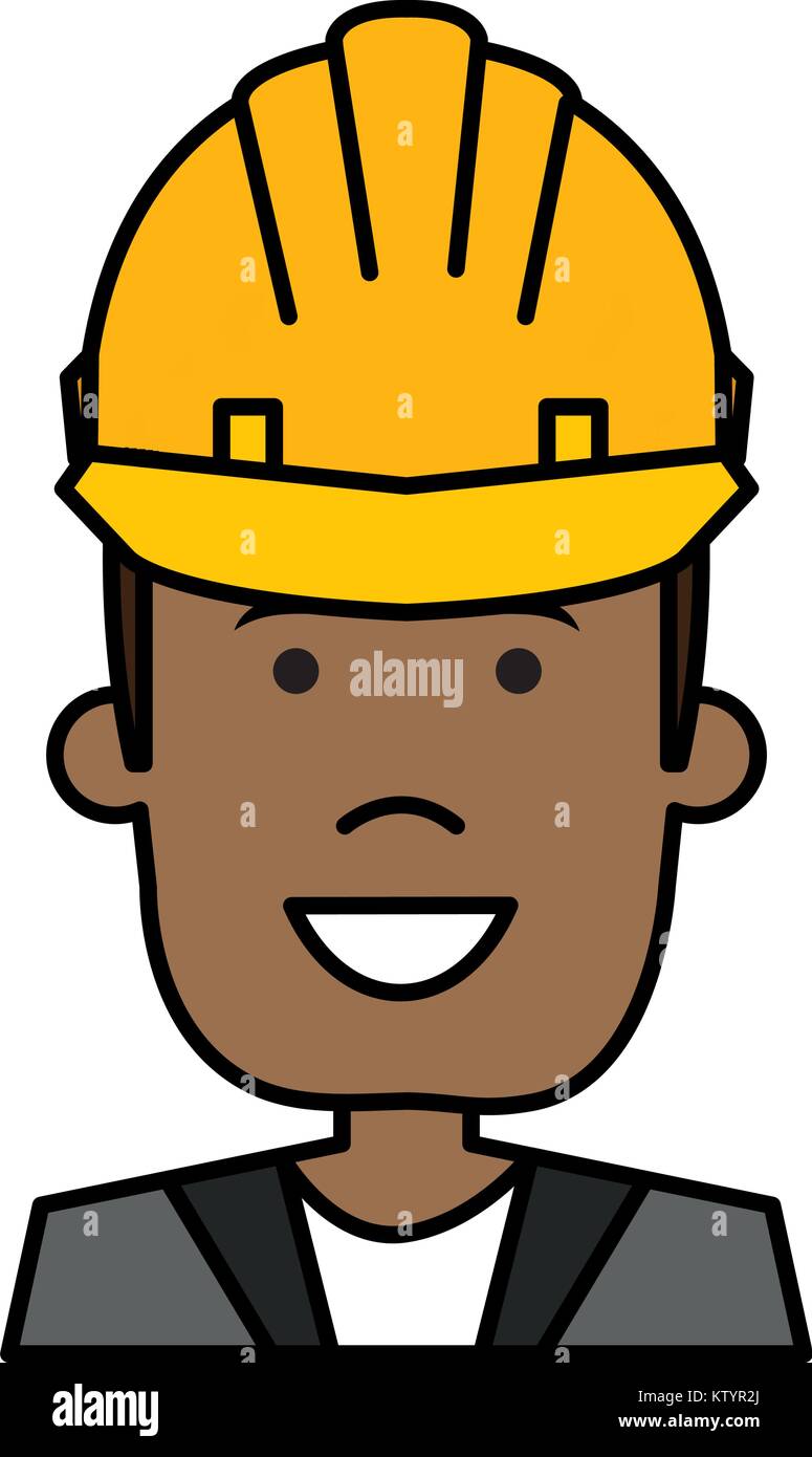 Hombre negro con casco construcción Imagen Vector de stock - Alamy