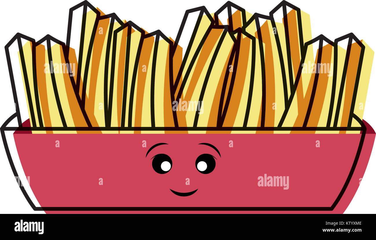 Kawaii papas fritas ilustración vectorial Imagen Vector de stock - Alamy