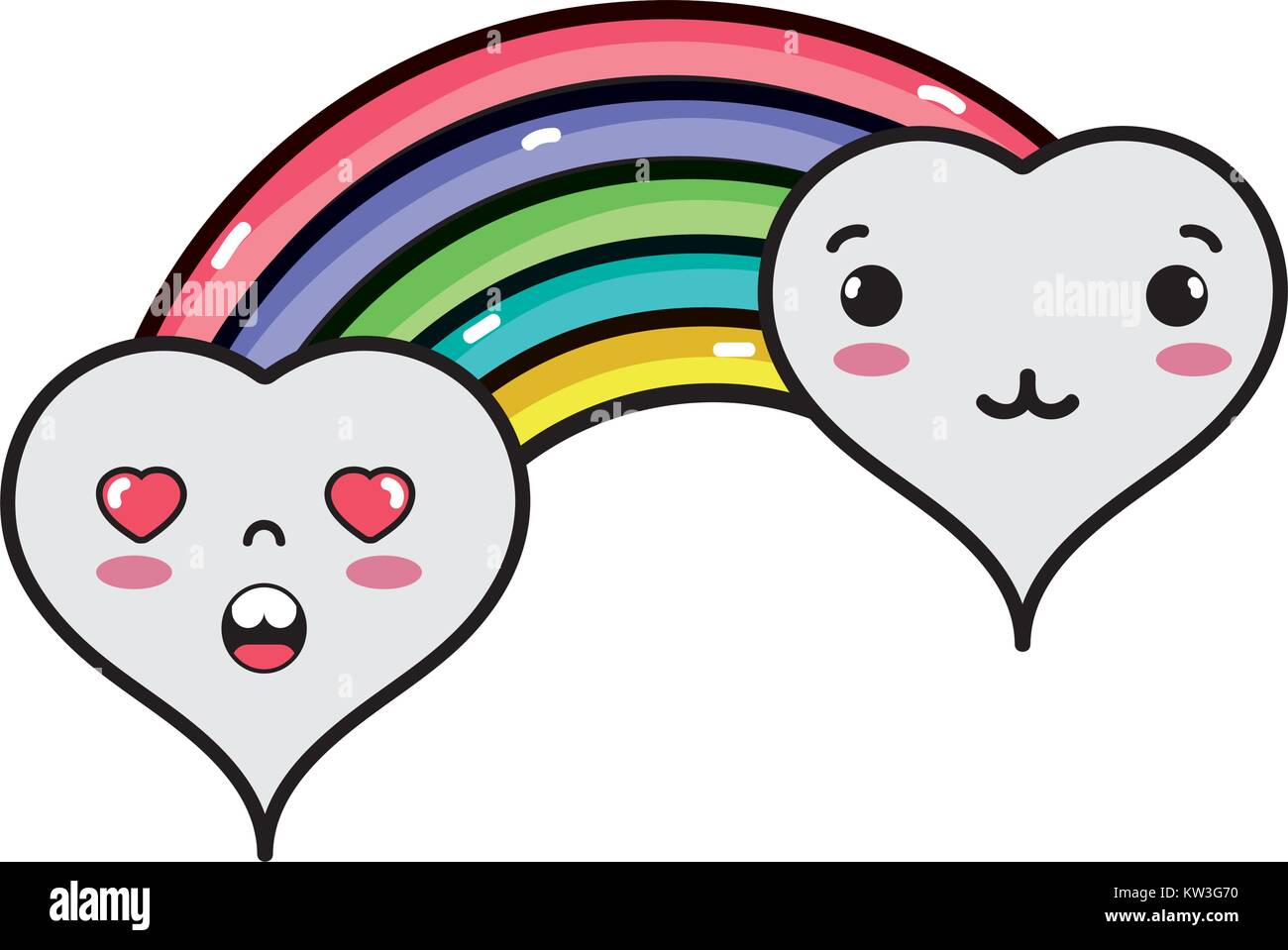 Y en el amor tierno corazón nubes kawaii con rainbow ilustración vectorial  Imagen Vector de stock - Alamy