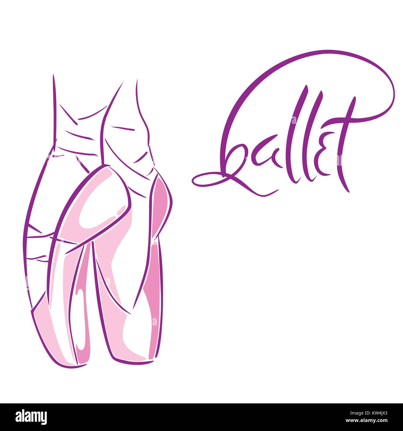 Letras dibujadas a mano de estilo antiguo de la palabra Ballet. Ilustración  vectorial con bailarines de ballet piernas vistiendo pointes Imagen Vector  de stock - Alamy