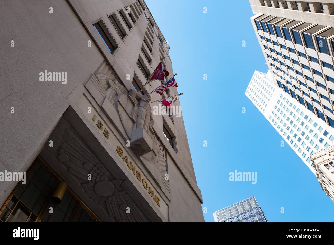 155 Sansome Street, un histórico edificio de estilo art deco cerca de la costa del Pacífico Bolsa de barrio, en el distrito financiero de San Francisco, California, 26 de septiembre de 2016. Foto de stock