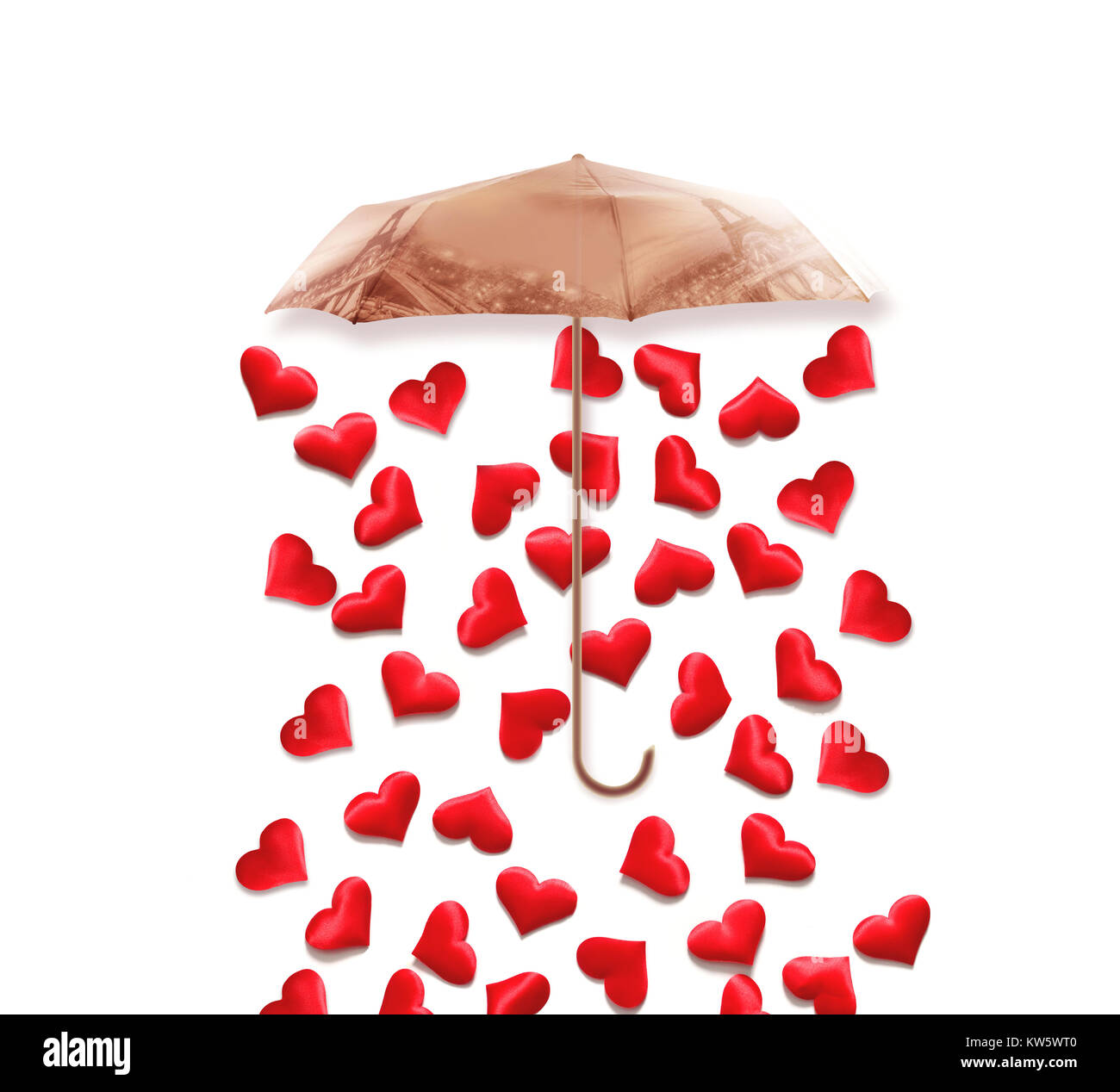 San Valentín creativo concepto foto de paraguas con corazones llueven sobre  fondo blanco. Día de San Valentín concepto Fotografía de stock - Alamy
