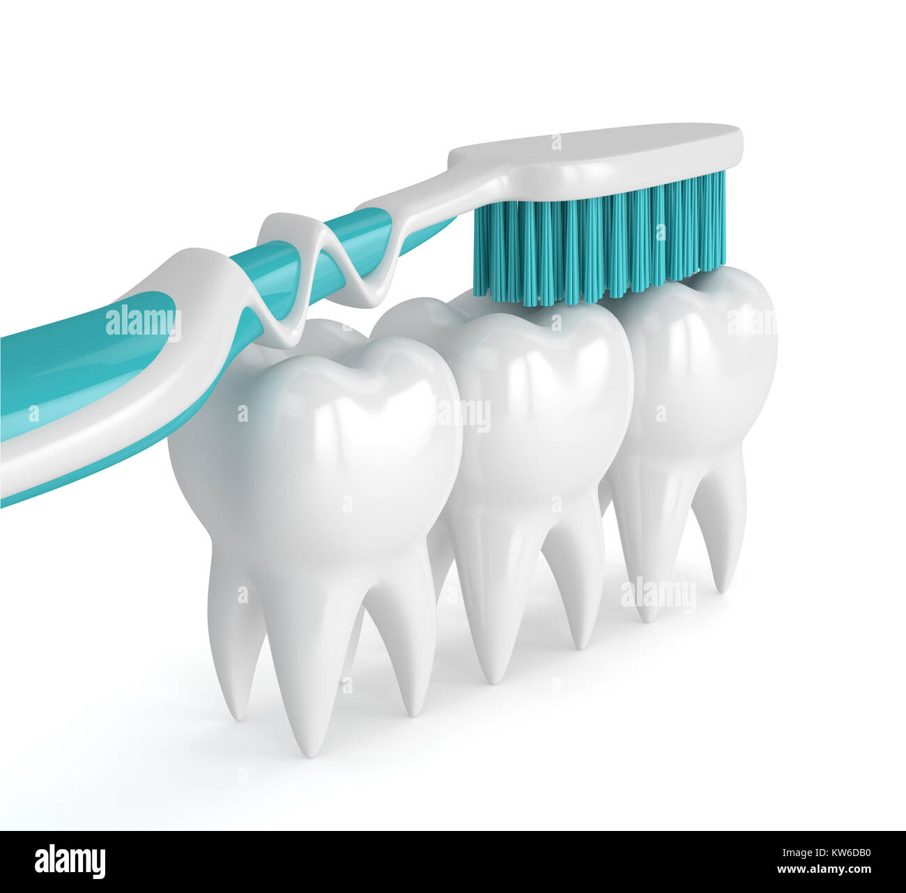 3D Render de dientes con cepillo de dientes sobre fondo blanco Fotografía  de stock - Alamy