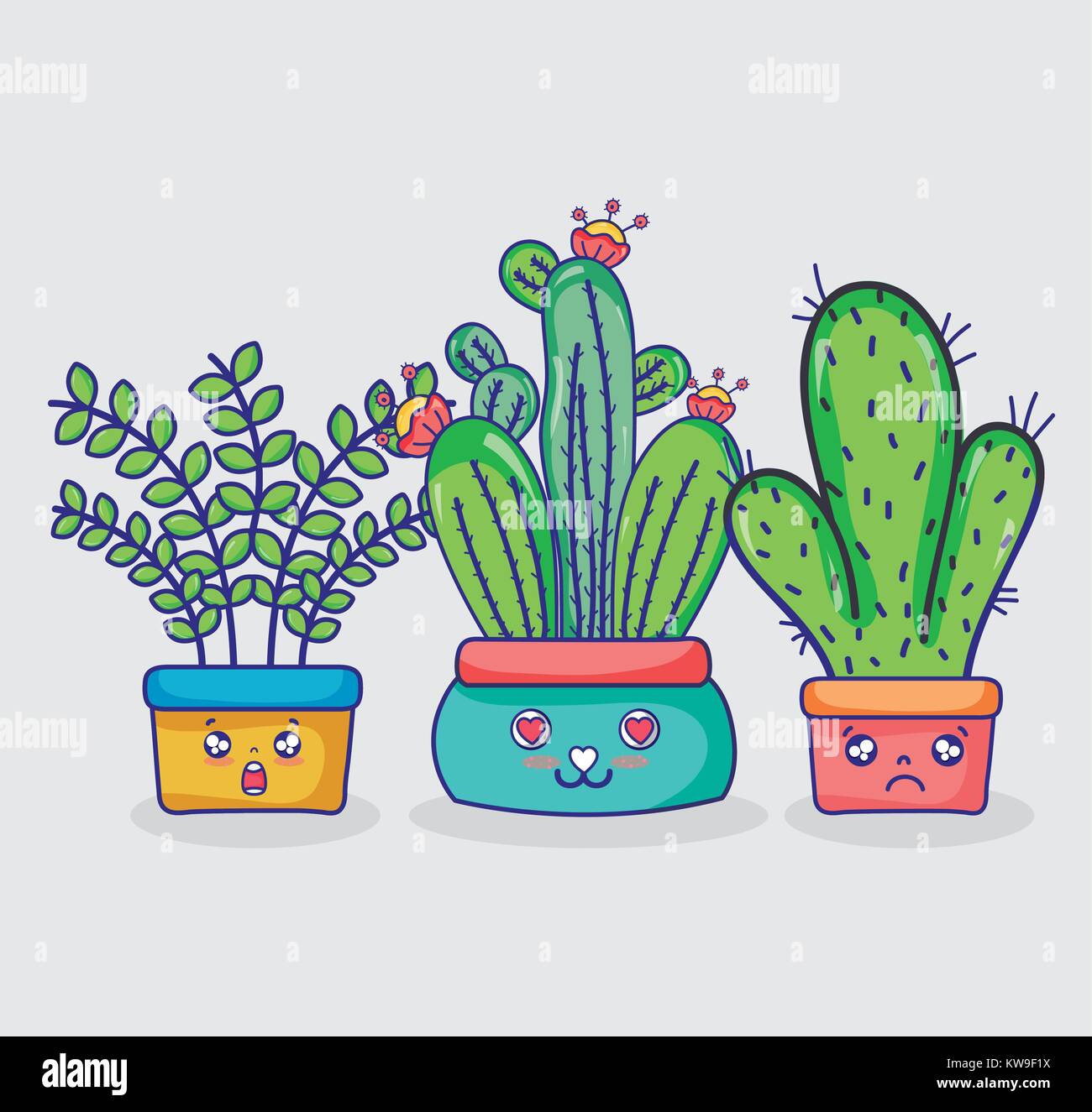 Las plantas naturales kawaii decoración casa ilustración vectorial Imagen  Vector de stock - Alamy