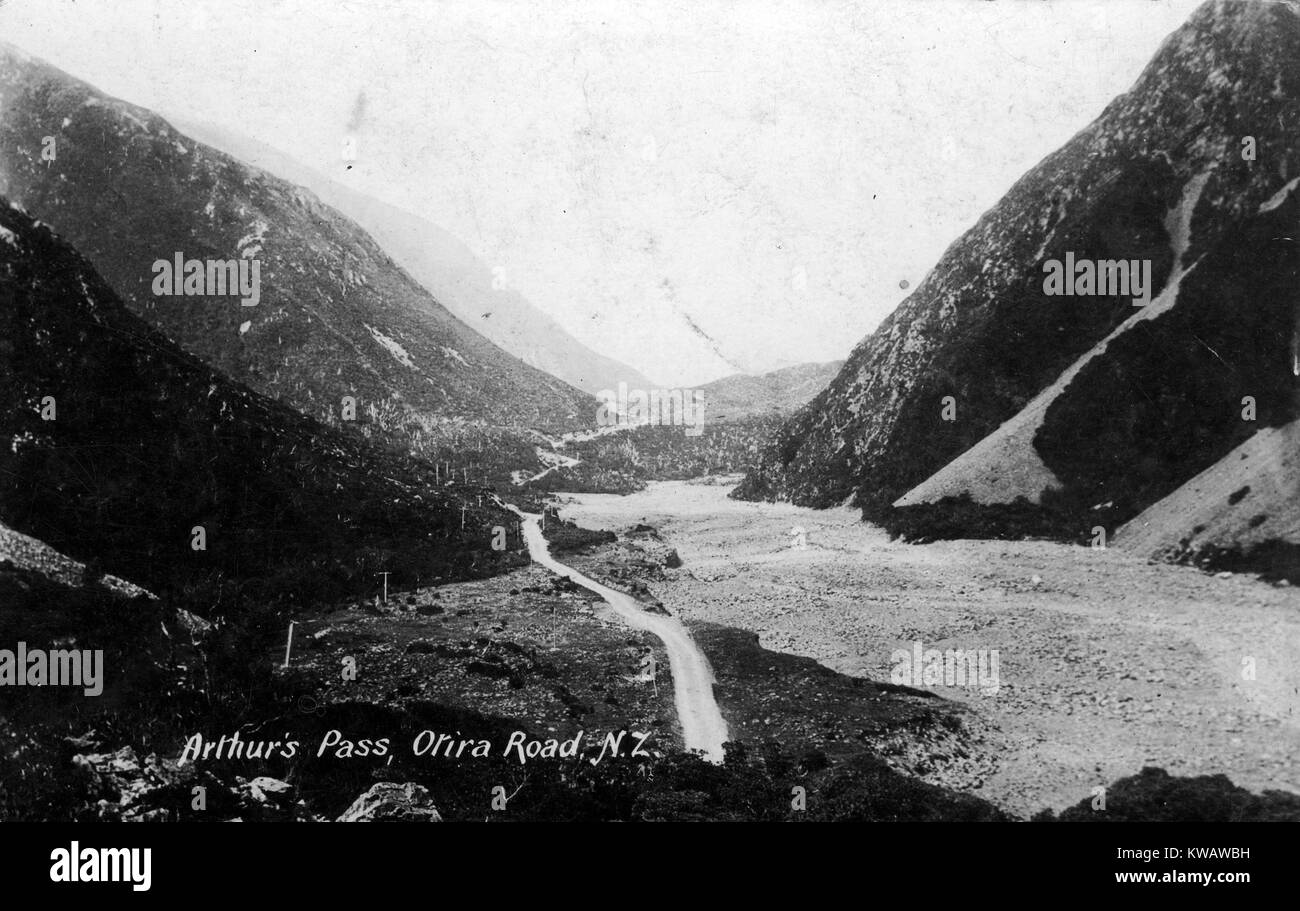 Arthurs Pass, Westland, Nueva Zelanda, probablemente en la década de 1880. Foto de stock