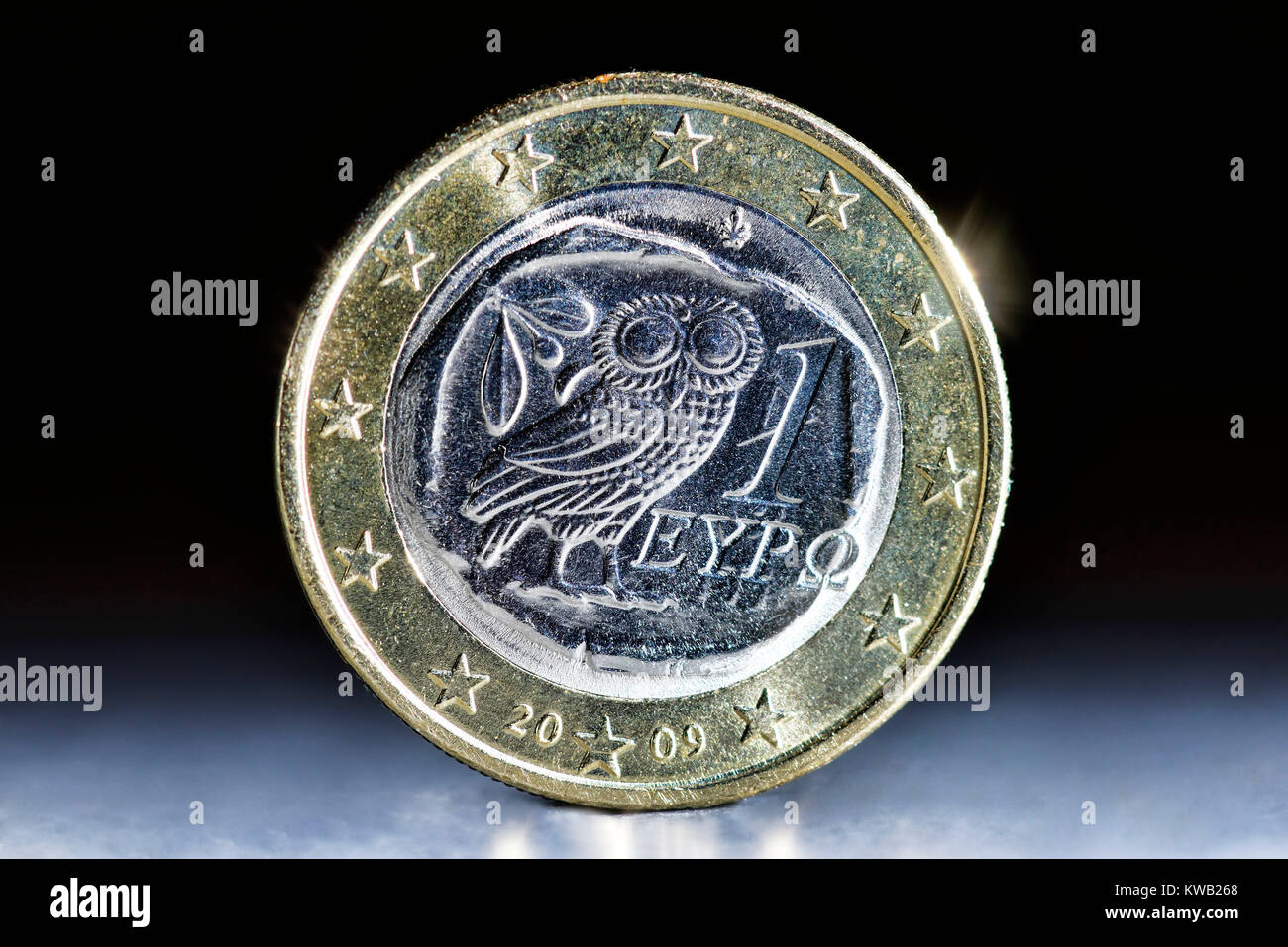 Euro-monedas griegas, Griechische Ein-Euro-M?nze, Griechische Ein-Euro-Muenze Foto de stock