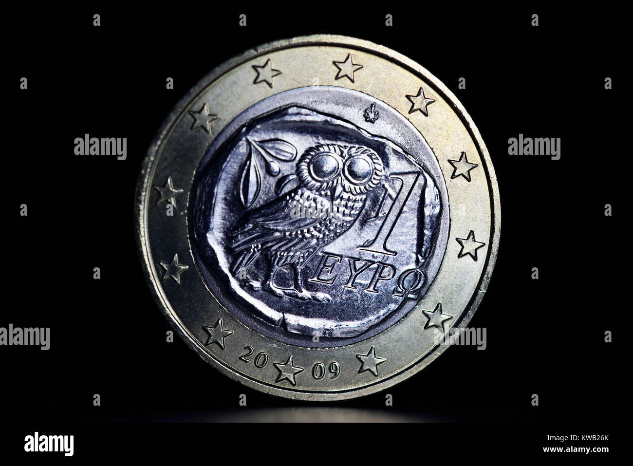 Euro-monedas griegas, Griechische Ein-Euro-M?nze, Griechische Ein-Euro-Muenze Foto de stock