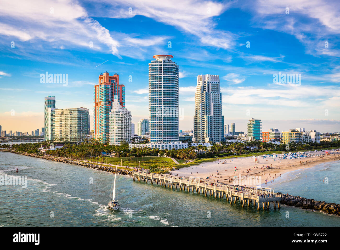 South Beach, Miami, Florida, EE.UU. en el parque South Pointe. Foto de stock