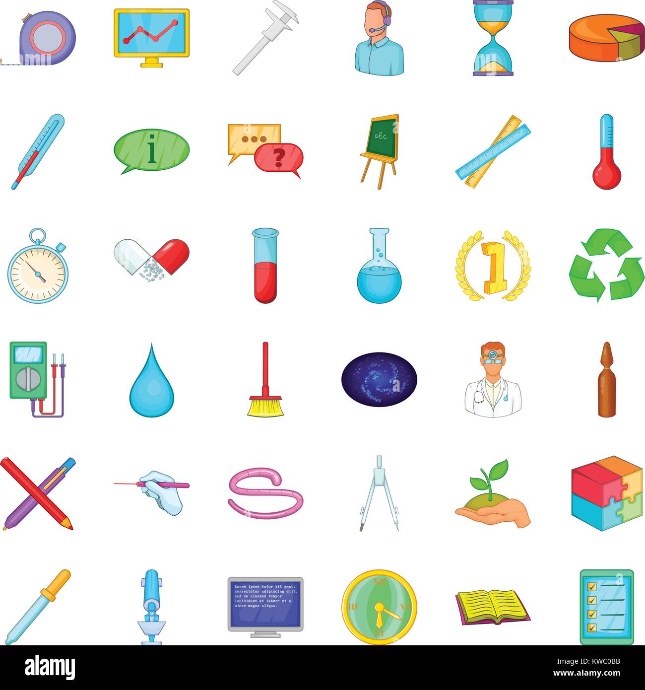 Iconos de química, estilo de dibujos animados Imagen Vector de stock - Alamy