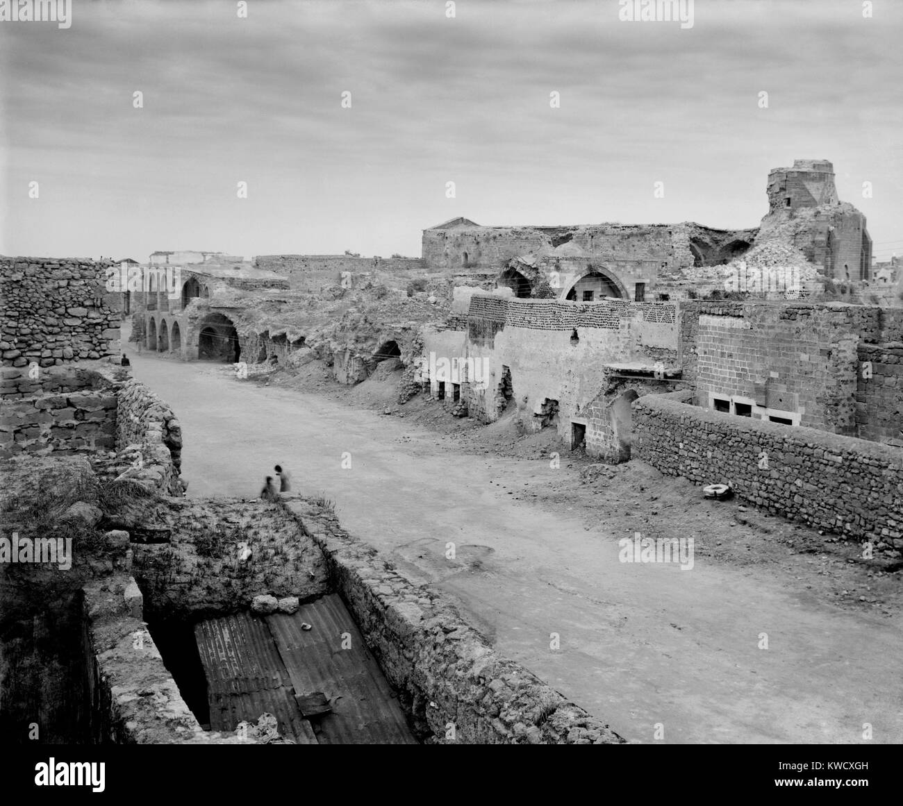 La primera guerra mundial en el Oriente Medio. La ciudad de Gaza en ruinas después de tres se libraron batallas entre fuerzas otomano y británico en 1917. Los británicos tomaron la ciudad en la tercera batalla de Gaza (Oct. 31-nov. 7, 1917.) (BSLOC 2013 1 64) Foto de stock