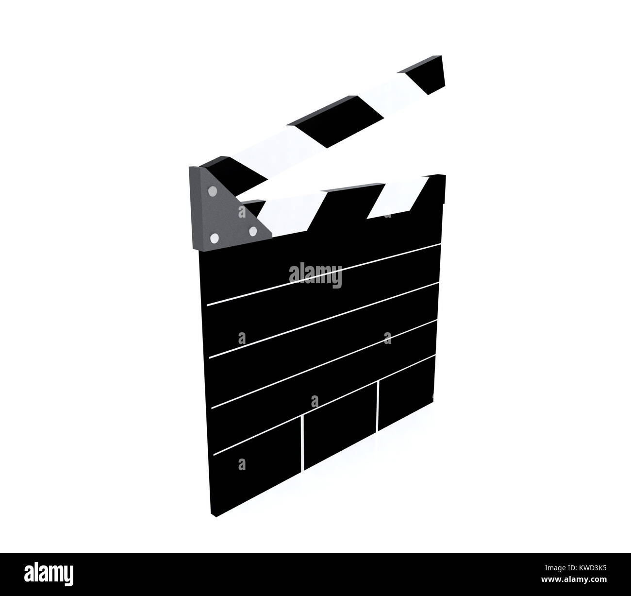 Producción de películas en blanco con forma de claqueta de espacio de copia, 3D rendering Foto de stock