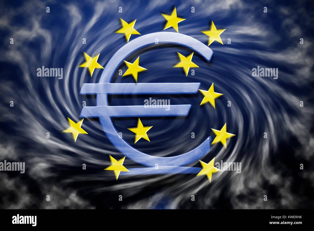 Eurosigns EZB en el hidromasaje, la compra de préstamos estatales por el EZB, EZB-im Eurozeichen strudel, Ankauf von Staatsanleihen durch die EZB Foto de stock