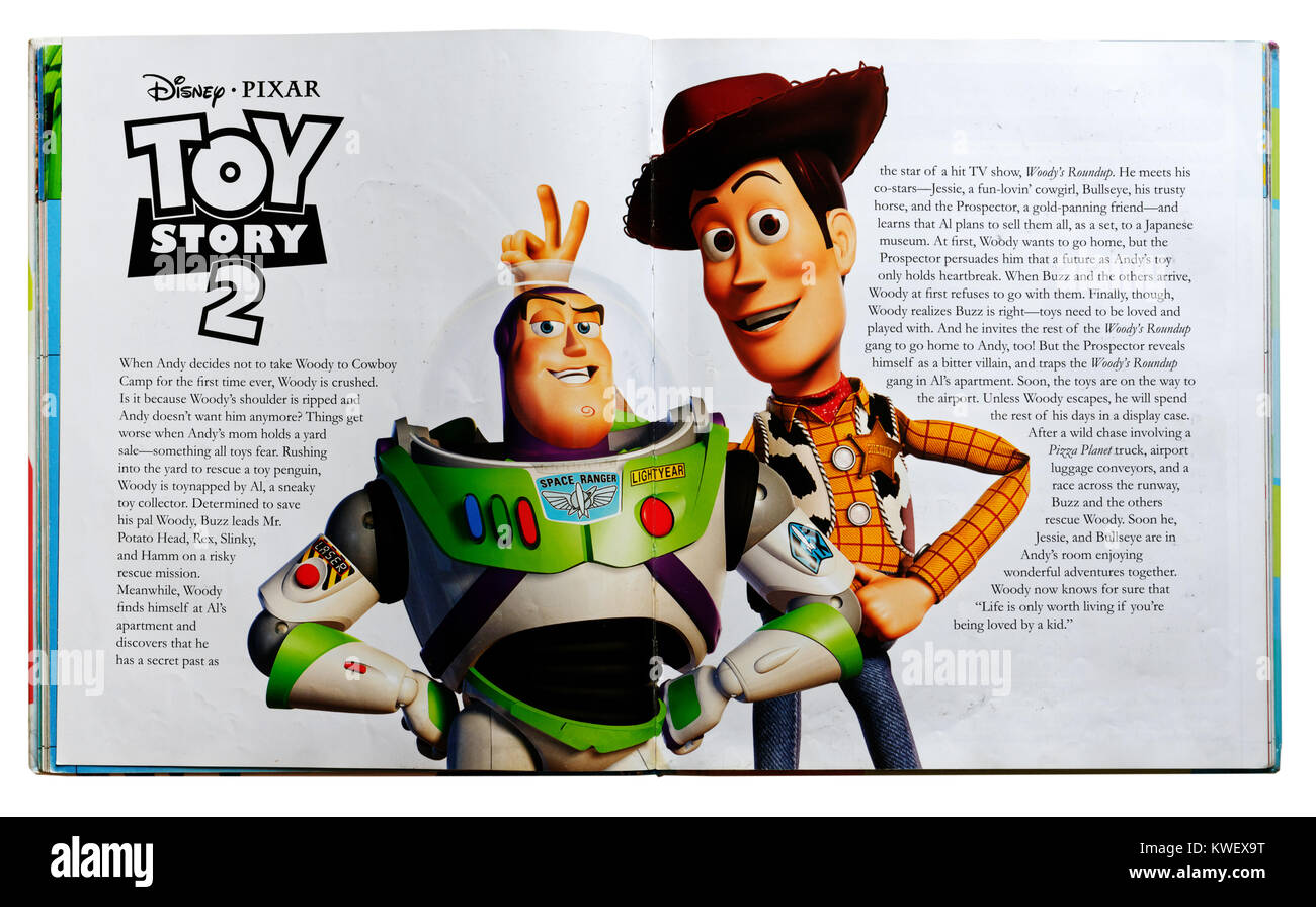 Carácter de Pixar Woody y Buzz Lightyear de la película Toy Story de Pixar Guía de caracteres Foto de stock