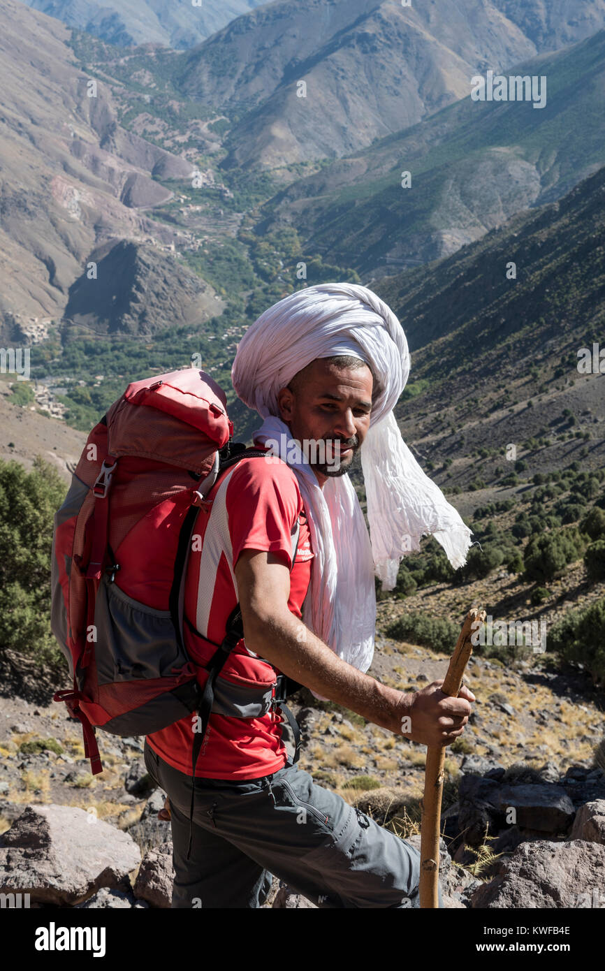 Guía de montaña bereber, llamado Mohamed Ali, basada en Imlil. Foto de stock