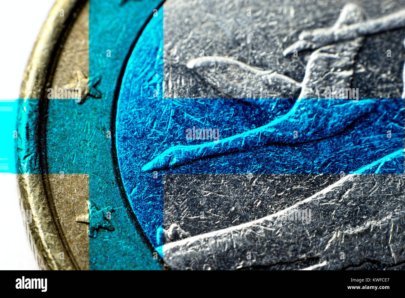 Euro-monedas finlandesas, Finnische Ein-Euro-Muenze Foto de stock