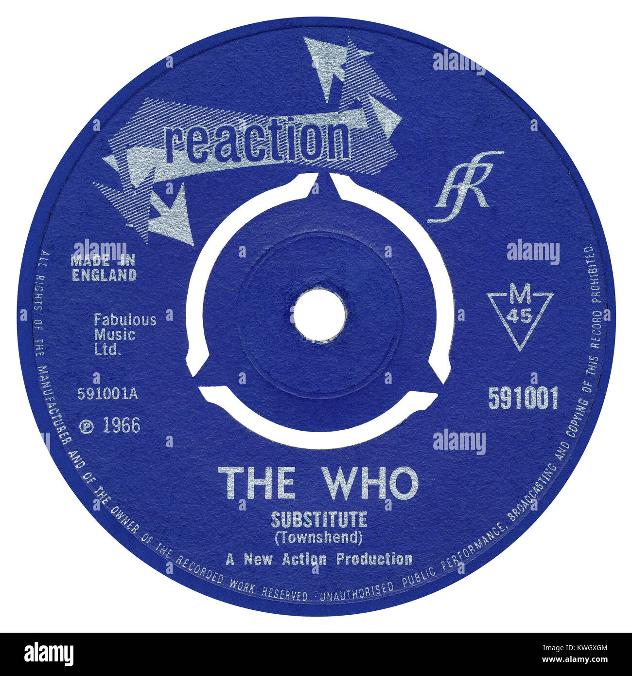 45 RPM 7' UK discográfica de substituir por la OMS. Escrita y producida por Pete Townshend. Publicado en marzo de 1966 por la reacción de registros. Foto de stock