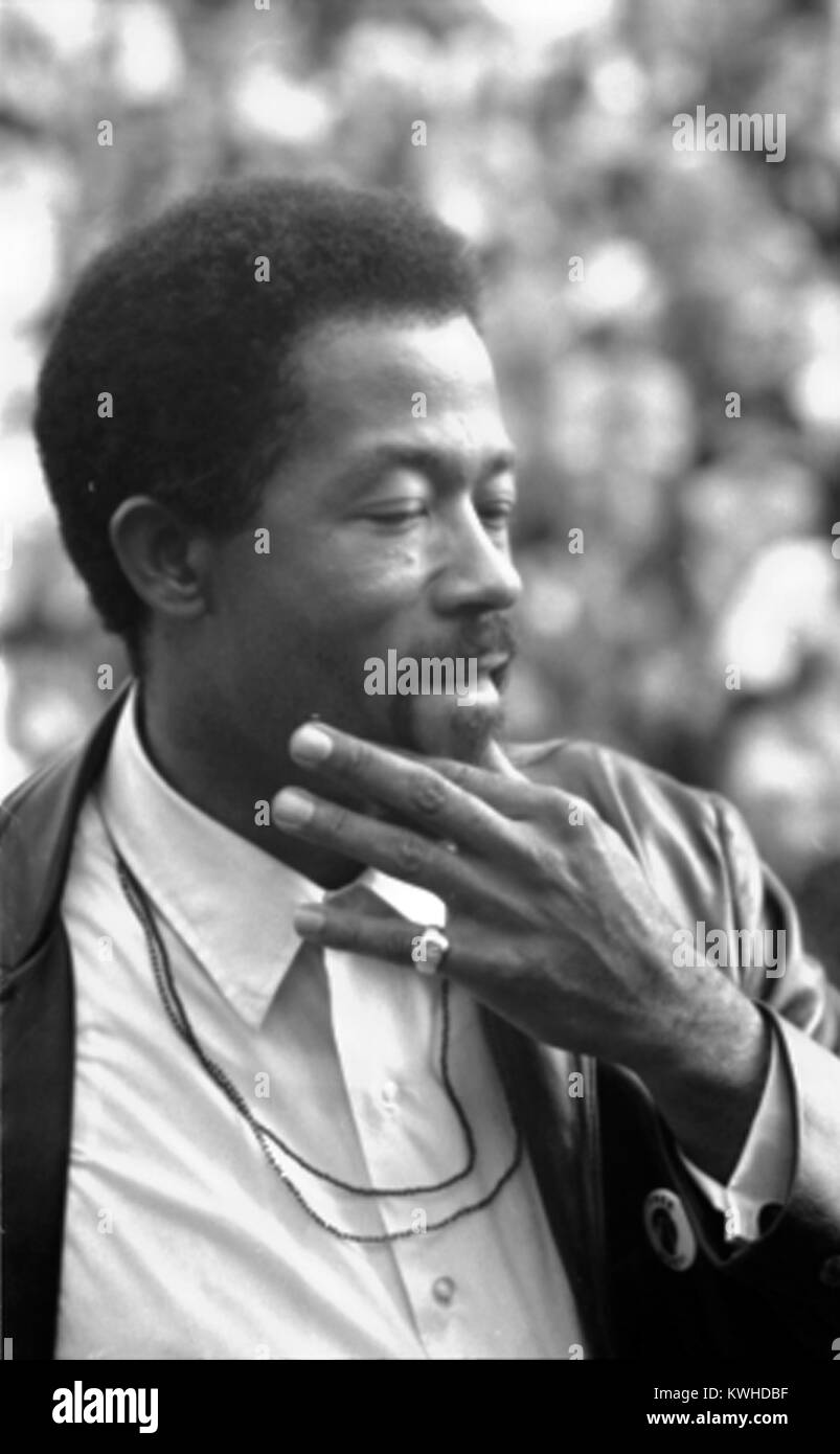Eldridge Cleaver, el líder de los derechos civiles estadounidense y miembro del Partido Pantera Negra Foto de stock