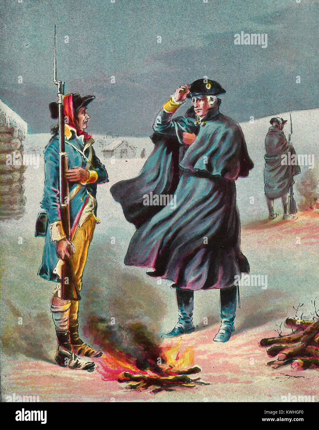 El General George Washington durante el invierno en Valley Forge, 1777 - 1778 Foto de stock