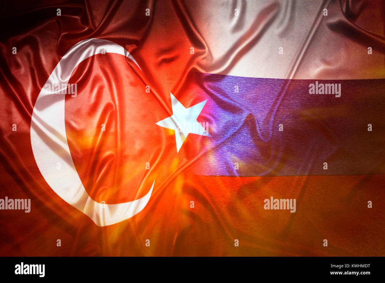 Banderas de Turquía y Rusia, von Tuerkei Fahnen und Russland Foto de stock