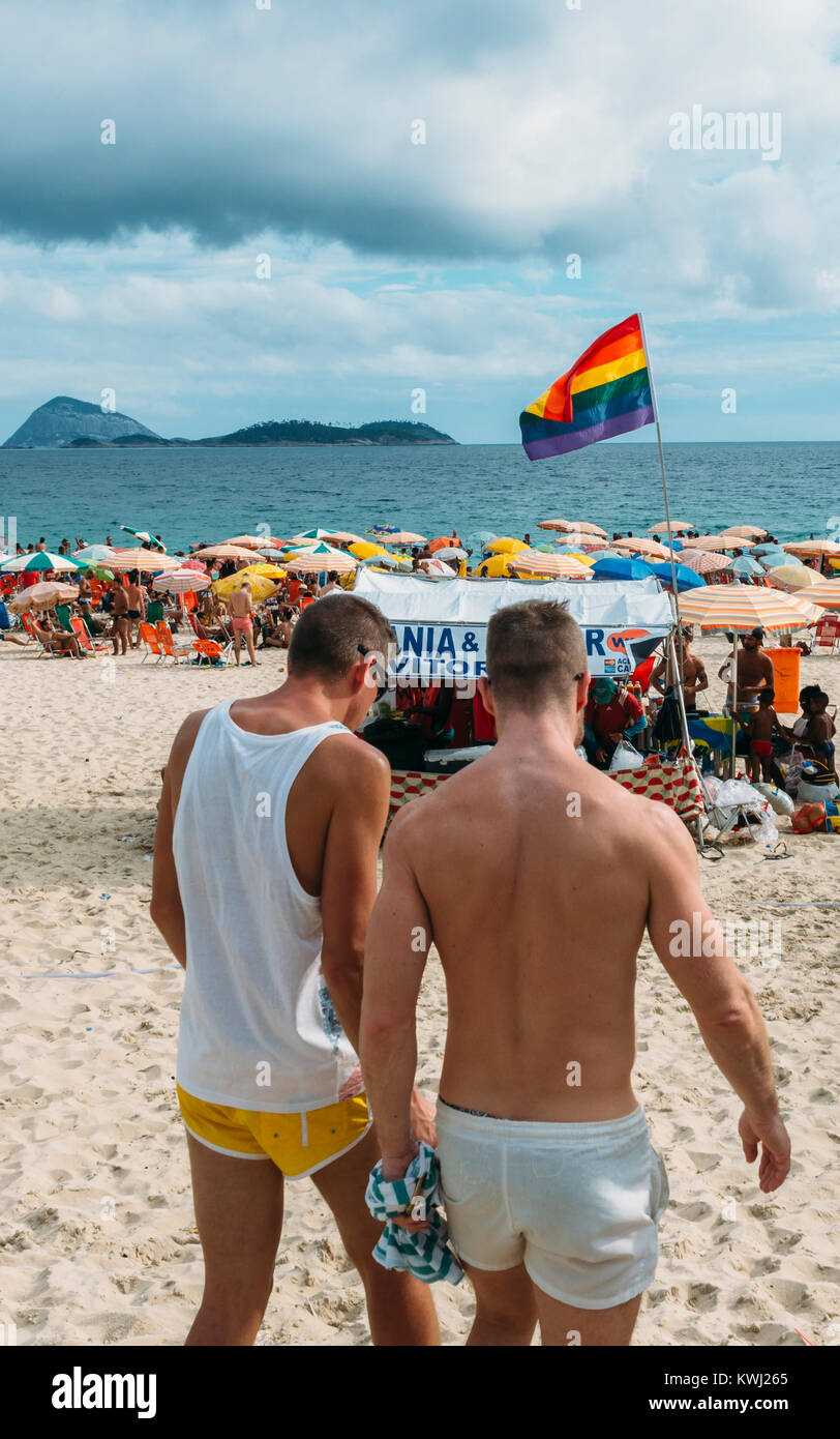 Sección LGBT de la playa de Ipanema, Río de Janeiro, Brasil Fotografía