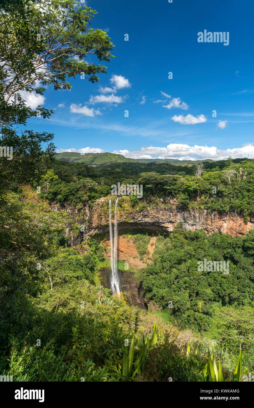 Wasserfall bei Chamarel, Black River, Mauricio, Afrika | Chamarel Falls, Chamarel, Black River, Mauricio, África Foto de stock