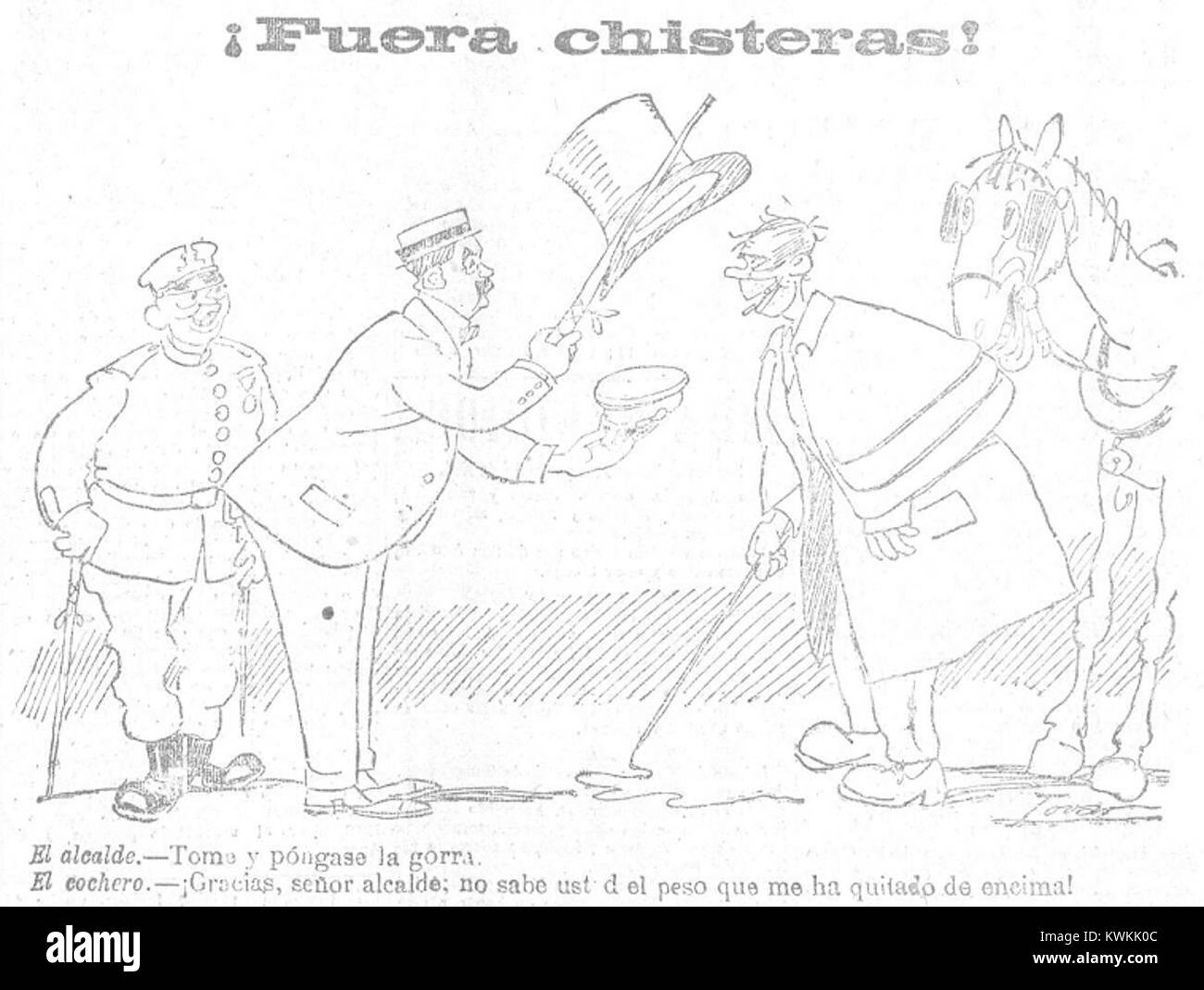 ¡Fuera!, chisteras de Tovar, heraldo de Madrid, 27 de agosto de 1918 Foto de stock
