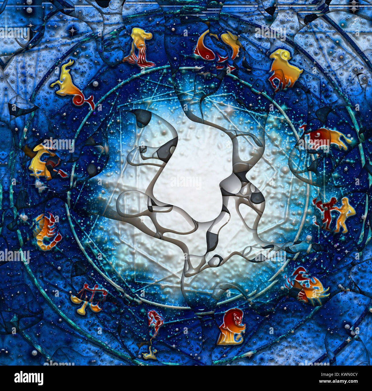 Astrología artística ilustración con los signos del zodíaco Fotografía