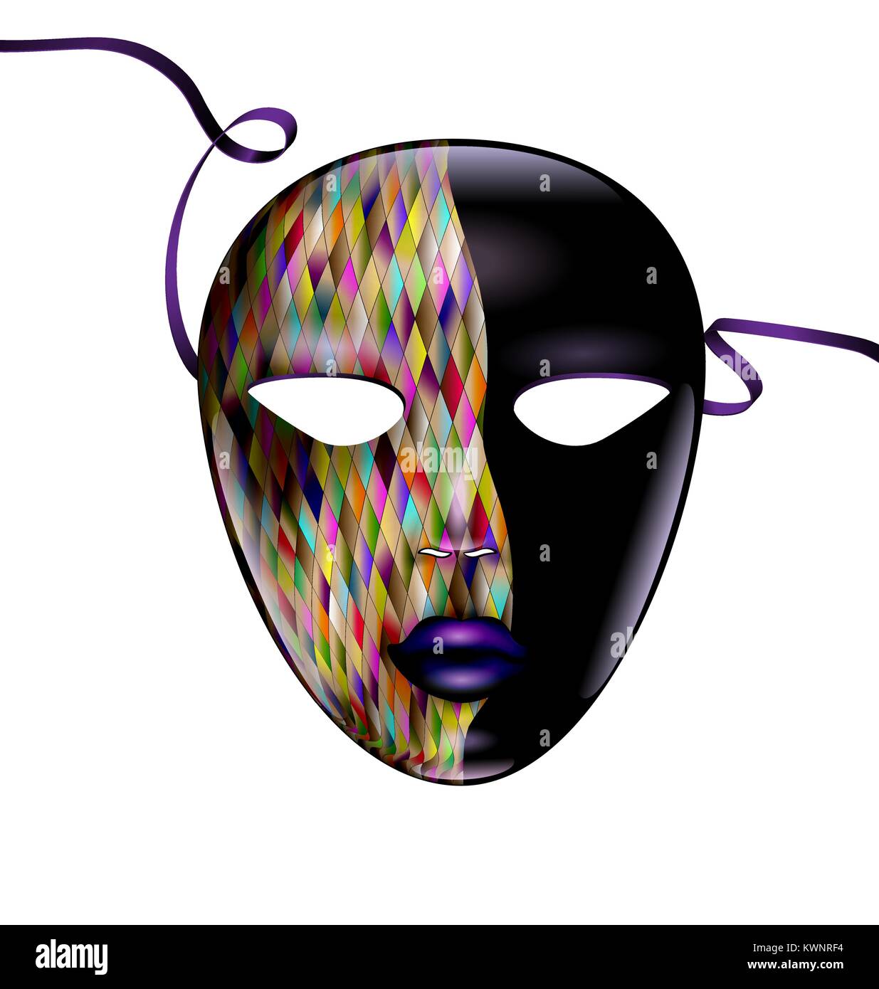 Máscara de color de la cara con cinta adhesiva Imagen Vector de stock