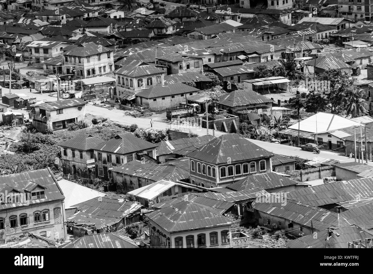 Toma aérea de la ciudad de Abeokuta, Nigeria en el estado de Ogun. Foto de stock