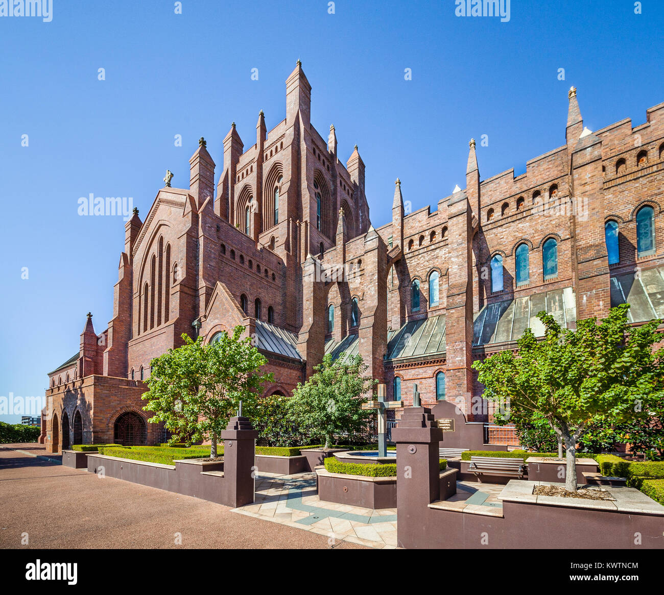 Australia, Nueva Gales del Sur, Newcastle, vista de estilo neogótico la Iglesia Catedral de Cristo (o Iglesia Catedral de Cristo Rey) Foto de stock