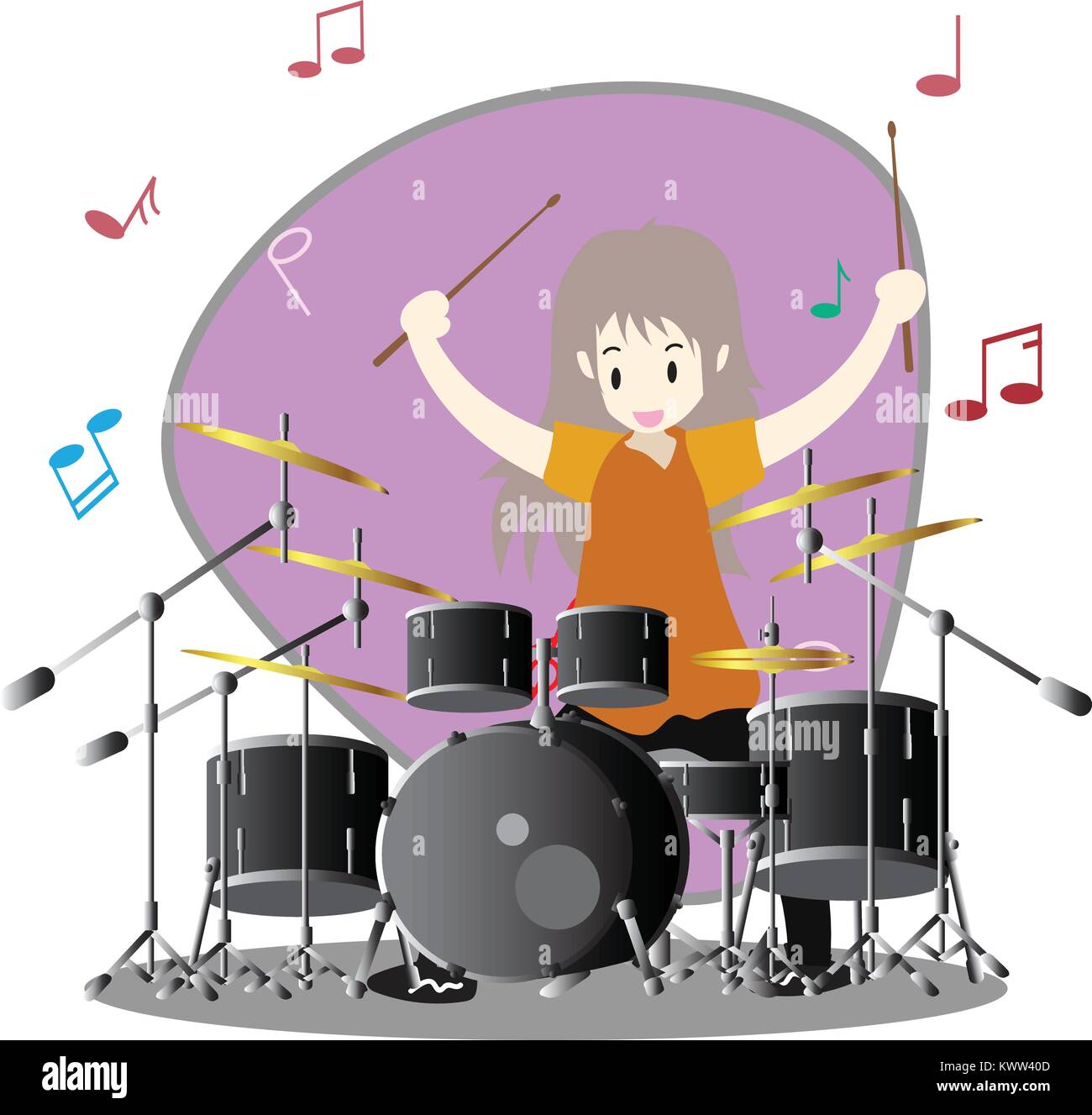 Motivación No complicado Además Joven jugar drum set feliz amar la música de fondo la ilustración Vectorial  character design en el estilo de dibujos animados Imagen Vector de stock -  Alamy