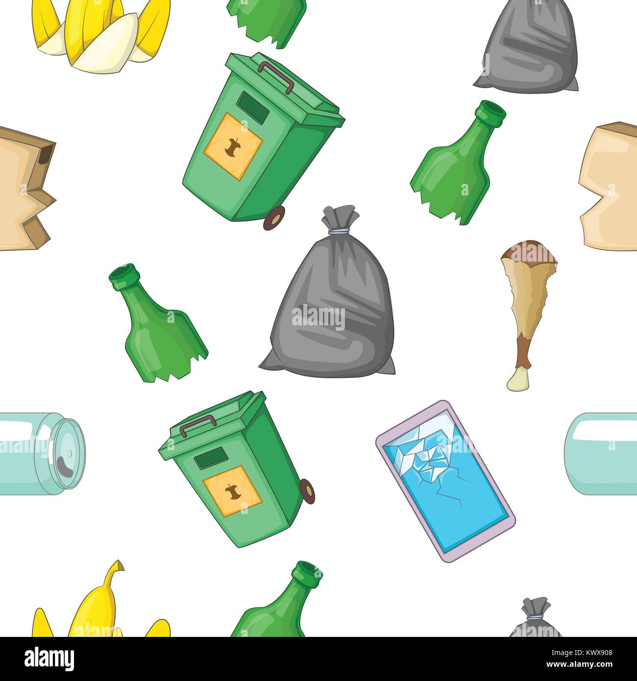 Patrón de residuos, estilo de dibujos animados Imagen Vector de stock -  Alamy
