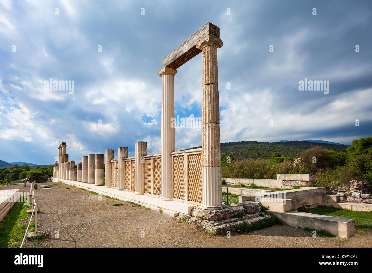 Abaton de Epidauro en el santuario en Grecia. Epidauro es una antigua