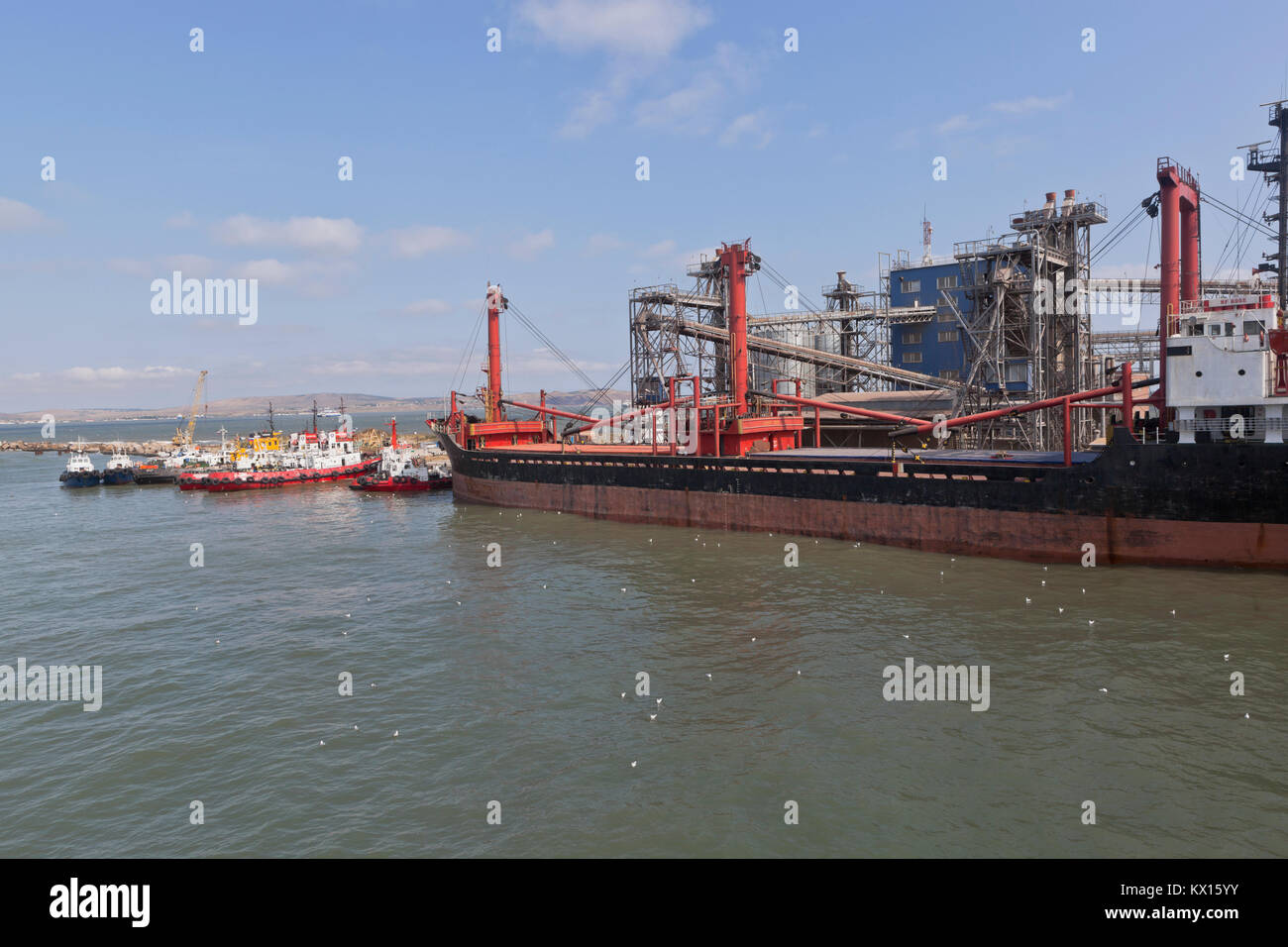 Kosa Chushka Temryuk, distrito, región de Krasnodar, Rusia - Julio 18, 2017: MF ROSE universal de barco en el puerto de Cáucaso Foto de stock