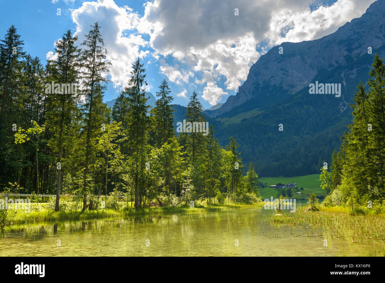 Bahía del lago Hintersee en Alemania Foto de stock