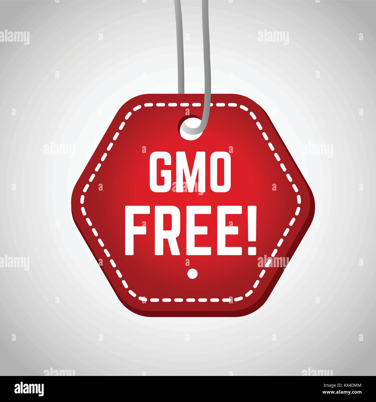 Rojo sello libre de OGM en los productos alimenticios. Ilustración del Vector