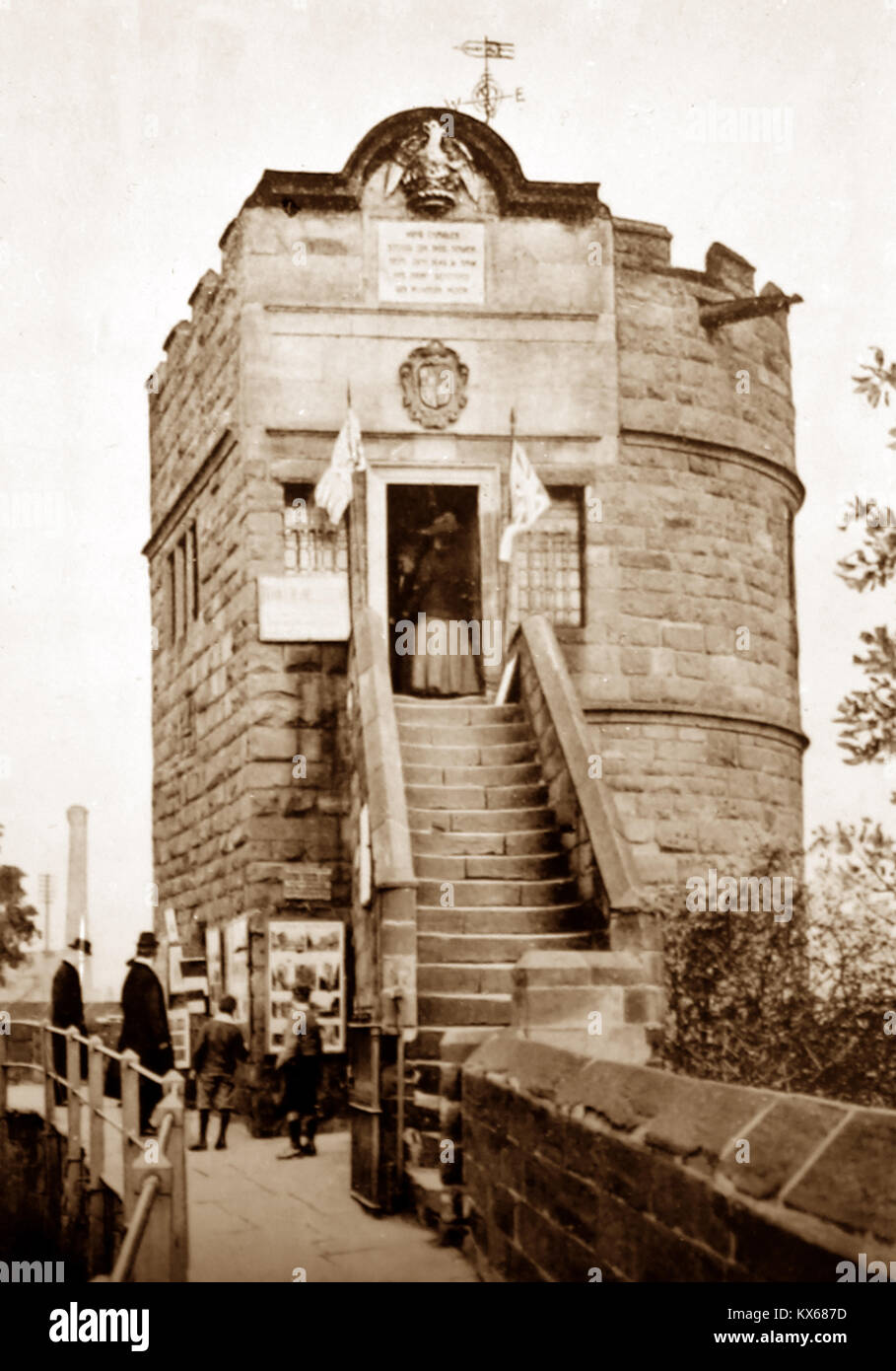 King Charles' Watch Tower, Murallas, Chester, 1900 Foto de stock