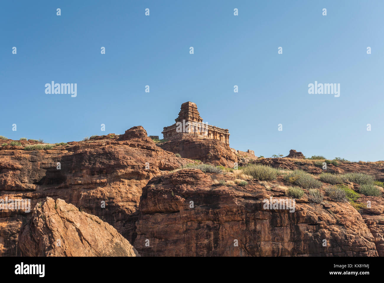 La India, Karnataka, , Badami, Templo Shivalaya superior Foto de stock